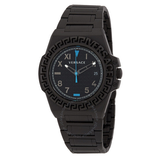 ساعة فيرساتشي جريسكا رياكشن كوارتز للرجال بمينا سوداء