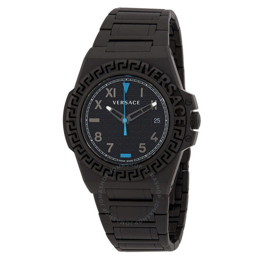 ساعة فيرساتشي جريسكا رياكشن كوارتز للرجال بمينا سوداء