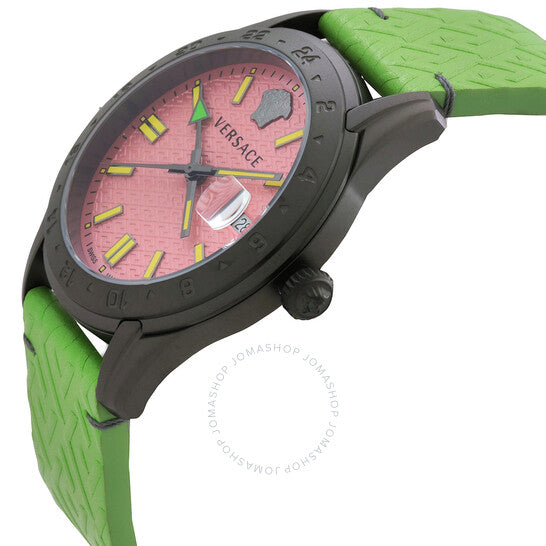 Versace, Greca Time GMT Quartz Pink Dial Men's Watch