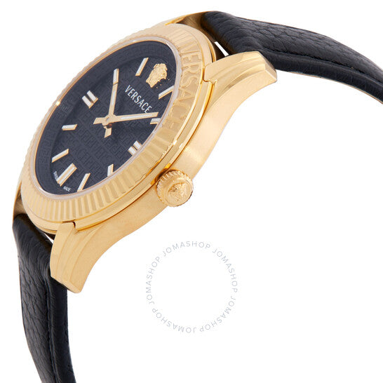 ساعة فيرساتشي جريكا تايم كوارتز بمينا سوداء للنساء