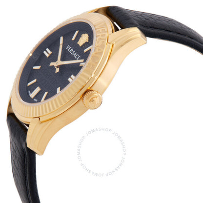 ساعة فيرساتشي جريكا تايم كوارتز بمينا سوداء للنساء