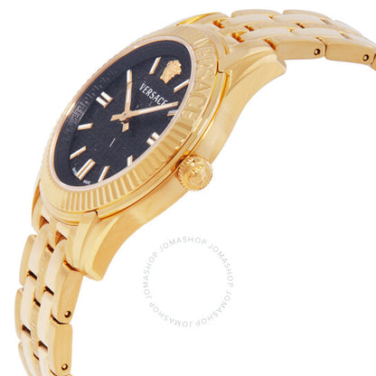 ساعة فيرساتشي جريكا تايم كوارتز بمينا سوداء للنساء