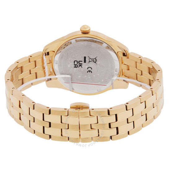 ساعة فيرساتشي جريكا تايم كوارتز بمينا سوداء للنساء