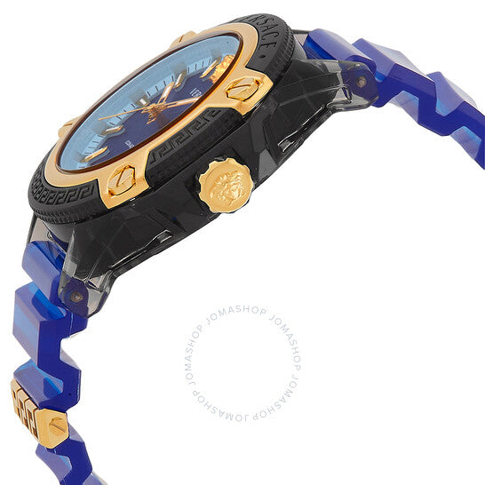 ساعة فيرساتشي أيكون كوارتز للرجال بمينا أزرق