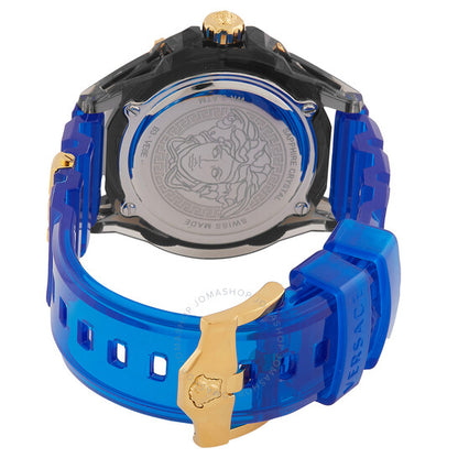 ساعة فيرساتشي أيكون كوارتز للرجال بمينا أزرق