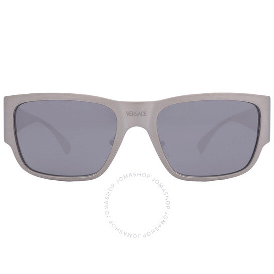 Versace, Light Grey Mirror Black Square Men's Sunglasses