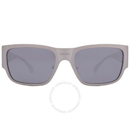 Versace, Light Grey Mirror Black Square Men's Sunglasses