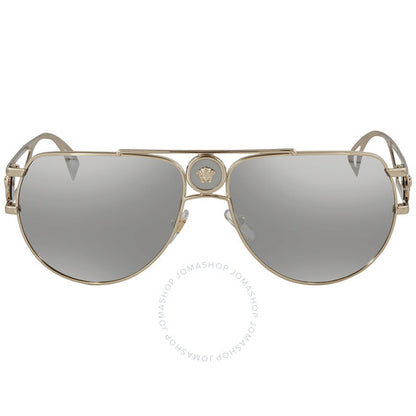 Versace, Light Grey Mirror Silver Pilot Men's Sunglasses