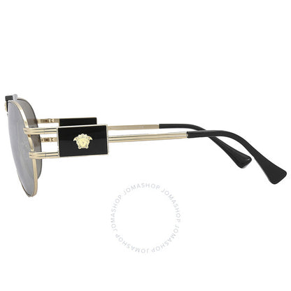 Versace, Light Grey Mirror Silver Pilot Men's Sunglasses