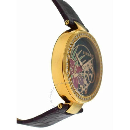 Versace, Mystique Hibiscus Quartz Diamond Black Dial Ladies Watch