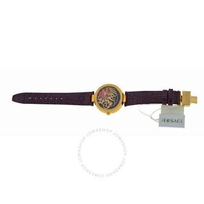 Versace, Mystique Hibiscus Quartz Diamond Black Dial Ladies Watch