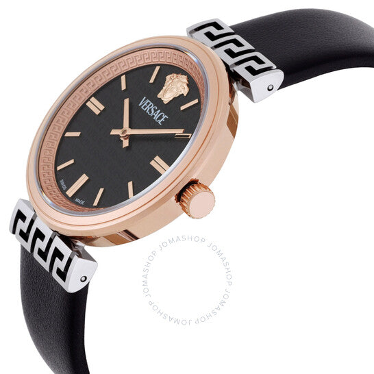 ساعة فيرساتشي ميثوس كوارتز نسائية بمينا سوداء