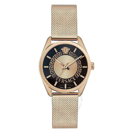 Versace, New V-Circle Quartz Black Dial Men's Watch