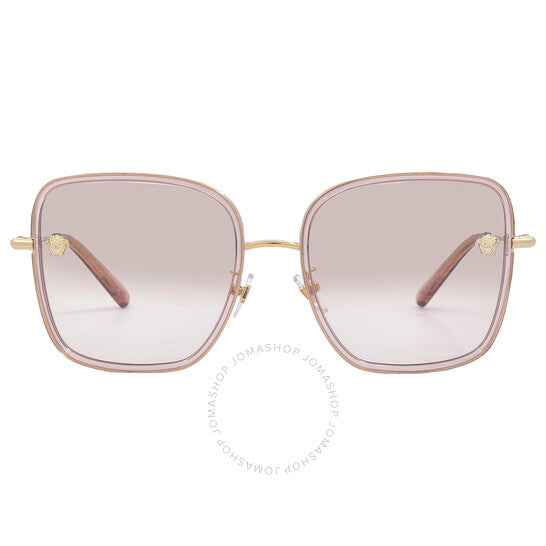 Versace, Pink Mirror Gradient Square Ladies Sunglasses