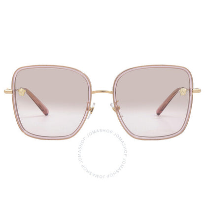 Versace, Pink Mirror Gradient Square Ladies Sunglasses