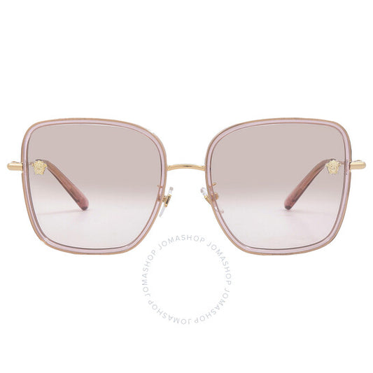 Versace, Pink Mirror Gradient Square Ladies Sunglasses