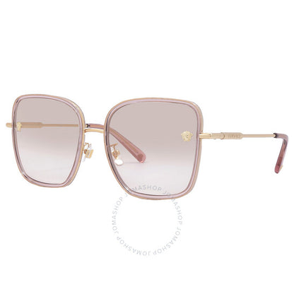 Versace, Pink Mirror Gradient Square Ladies Sunglasses