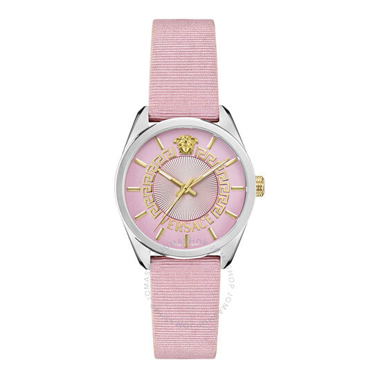 ساعة فيرساتشي كوارتز نسائية بمينا وردية اللون