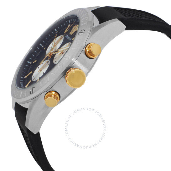 ساعة فيرساتشي V-Chrono كرونوغراف كوارتز للرجال بمينا أسود