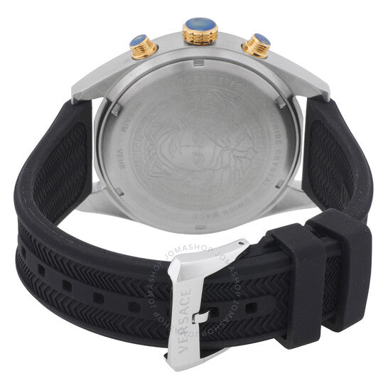 ساعة فيرساتشي V-Chrono كرونوغراف كوارتز للرجال بمينا أسود