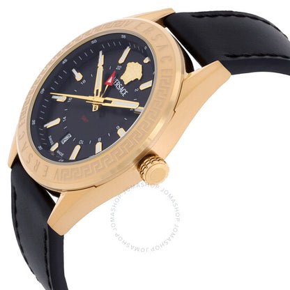 ساعة فيرساتشي V-Code GMT كوارتز للرجال بمينا أسود