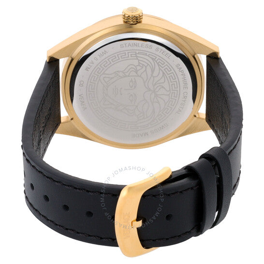 ساعة فيرساتشي V-Code GMT كوارتز للرجال بمينا أسود