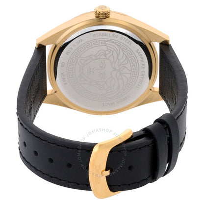 ساعة فيرساتشي V-Code GMT كوارتز للرجال بمينا أسود