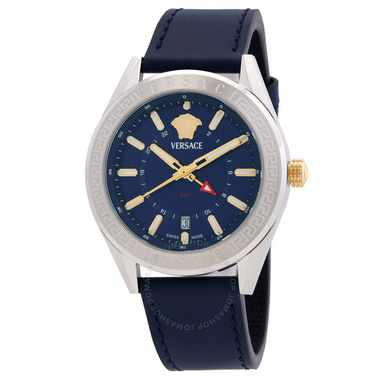 Versace, V-Code GMT Quartz Blue Dial Men's Watch