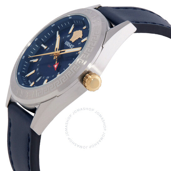 Versace, V-Code GMT Quartz Blue Dial Men's Watch