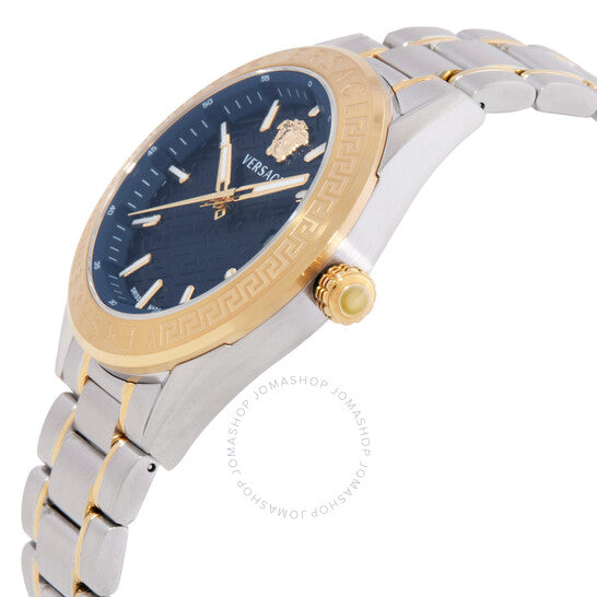 ساعة فيرساتشي V-Code كوارتز للرجال بمينا أزرق