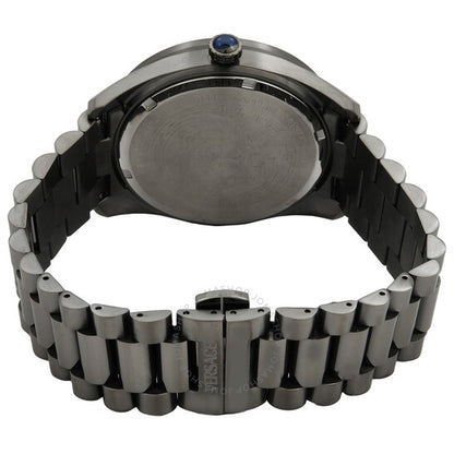 ساعة فيرساتشي V-Dome كوارتز سوداء بمينا Guilloche للرجال