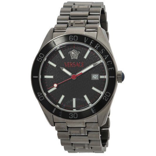 Versace, V-Dome Quartz Black Guilloche Dial Men's Watch