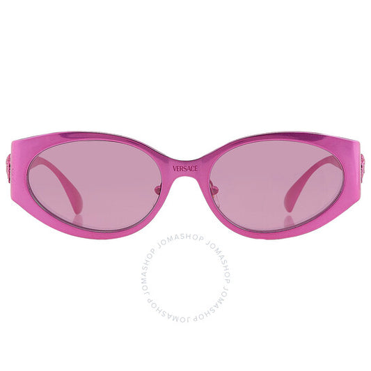 Versace, Violet Mirror Silver Oval Ladies Sunglasses