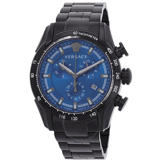 ساعة فيرساتشي كرونوغراف كوارتز بمينا زرقاء للرجال من فيرساتشي