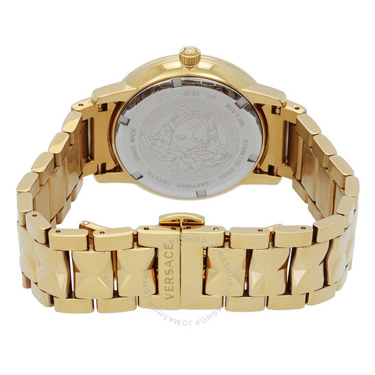 ساعة فيرساتشي V-Tribute كوارتز سوداء بمينا Guilloche للسيدات