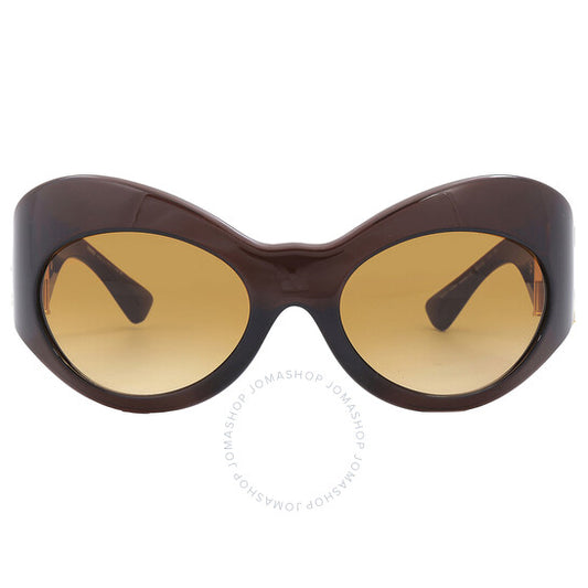 نظارة شمسية نسائية من فيرساتشي، لون أصفر متدرج بني، بتصميم غير منتظم