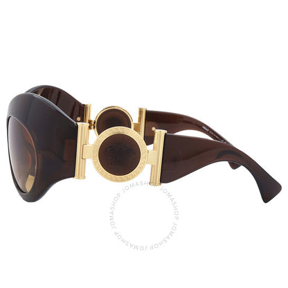 نظارة شمسية نسائية من فيرساتشي، لون أصفر متدرج بني، بتصميم غير منتظم