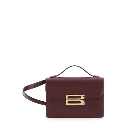 Dorian Bordeaux Shoulder Bag With Adjustable And Removable Shoulder Strap And Logo Plaque On The Front In Leather