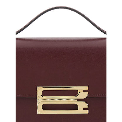 Dorian Bordeaux Shoulder Bag With Adjustable And Removable Shoulder Strap And Logo Plaque On The Front In Leather