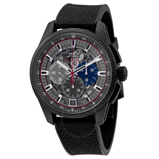 ساعة Zenith El Primero أوتوماتيكية بمينا هيكلي وسوار مطاطي