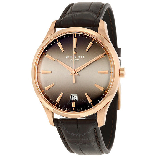 Zenith, Captain Central Second Grey Dial Brown Leather Men's Watch