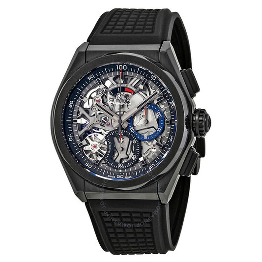 ساعة Zenith Defy El Primero 21 Skeleton Dial أوتوماتيكية للرجال من المطاط