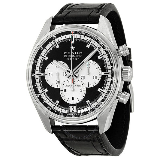 Zenith, El Primero Black Dial Stainless Steel Black Alligator Leather Men's Watch 03204040022C496