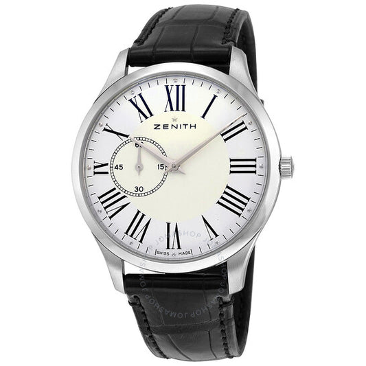 ساعة زينيث إيليت ألترا ثين أوتوماتيكية للرجال بمينا أبيض 03201068111C493