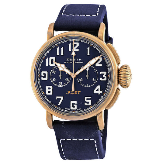 Zenith, Pilot Type 20 Bronze Chronograph Automatic Blue Dial Men's Watch